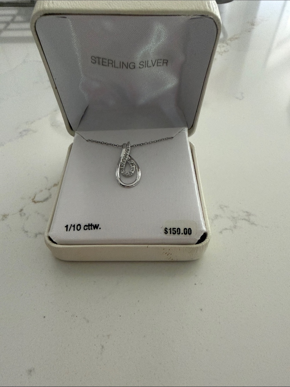 Sterling Silver Teardrop Pendant Necklace in Silver